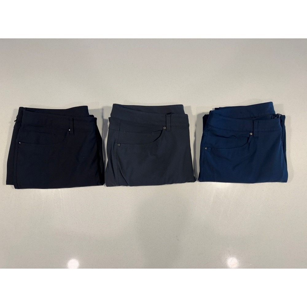 Lululemon Pants Lot Mens 36 Black Gray Blue Excellent Stretch 3 Pair - Picture 2 of 14
